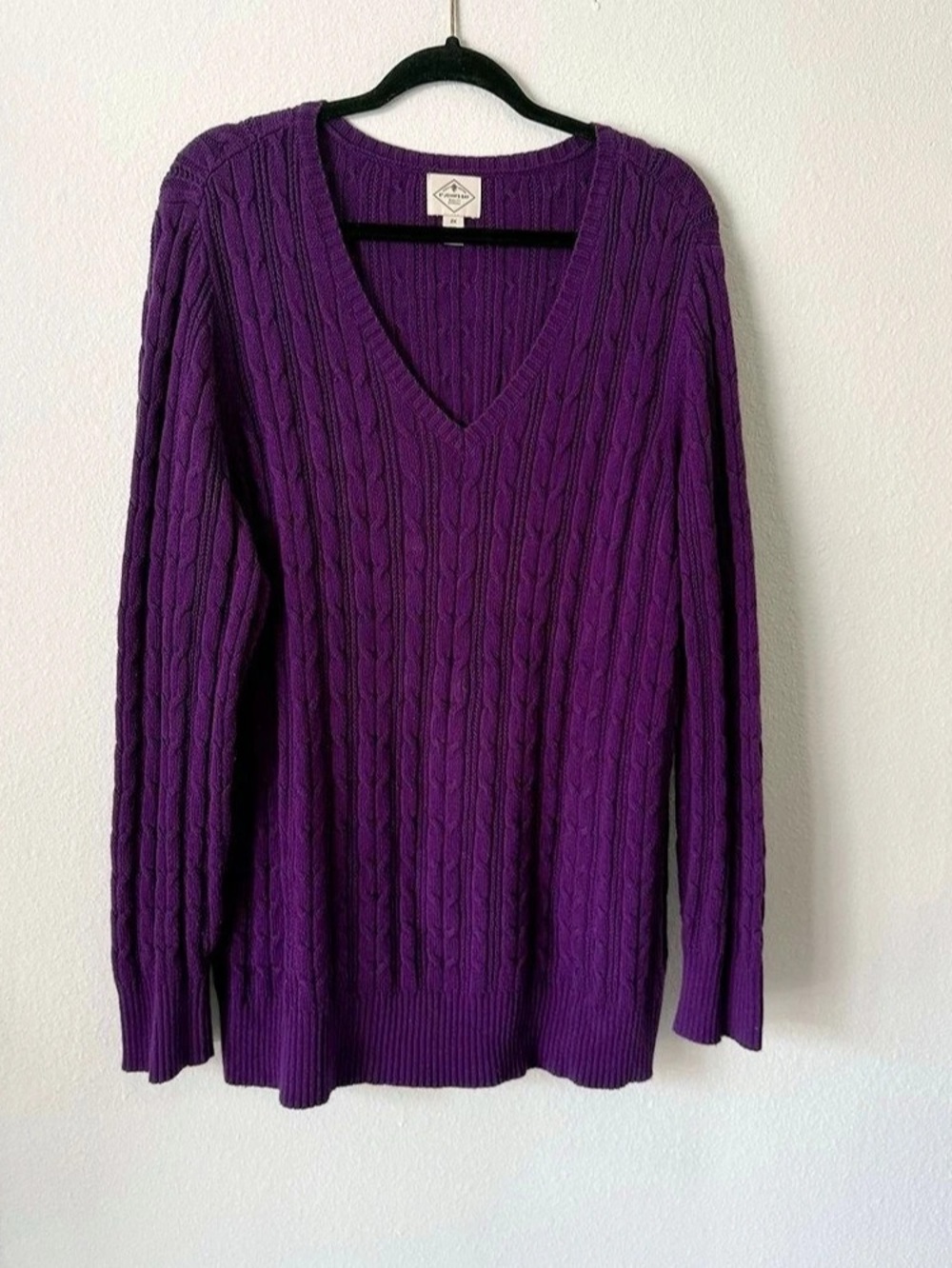 St John's Bay Cable Knit V-Neck Sweater Purple Size 2X